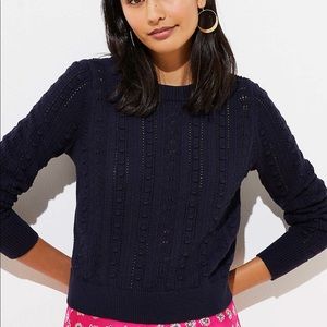LOFT Navy Blue‎ Cropped Sweater